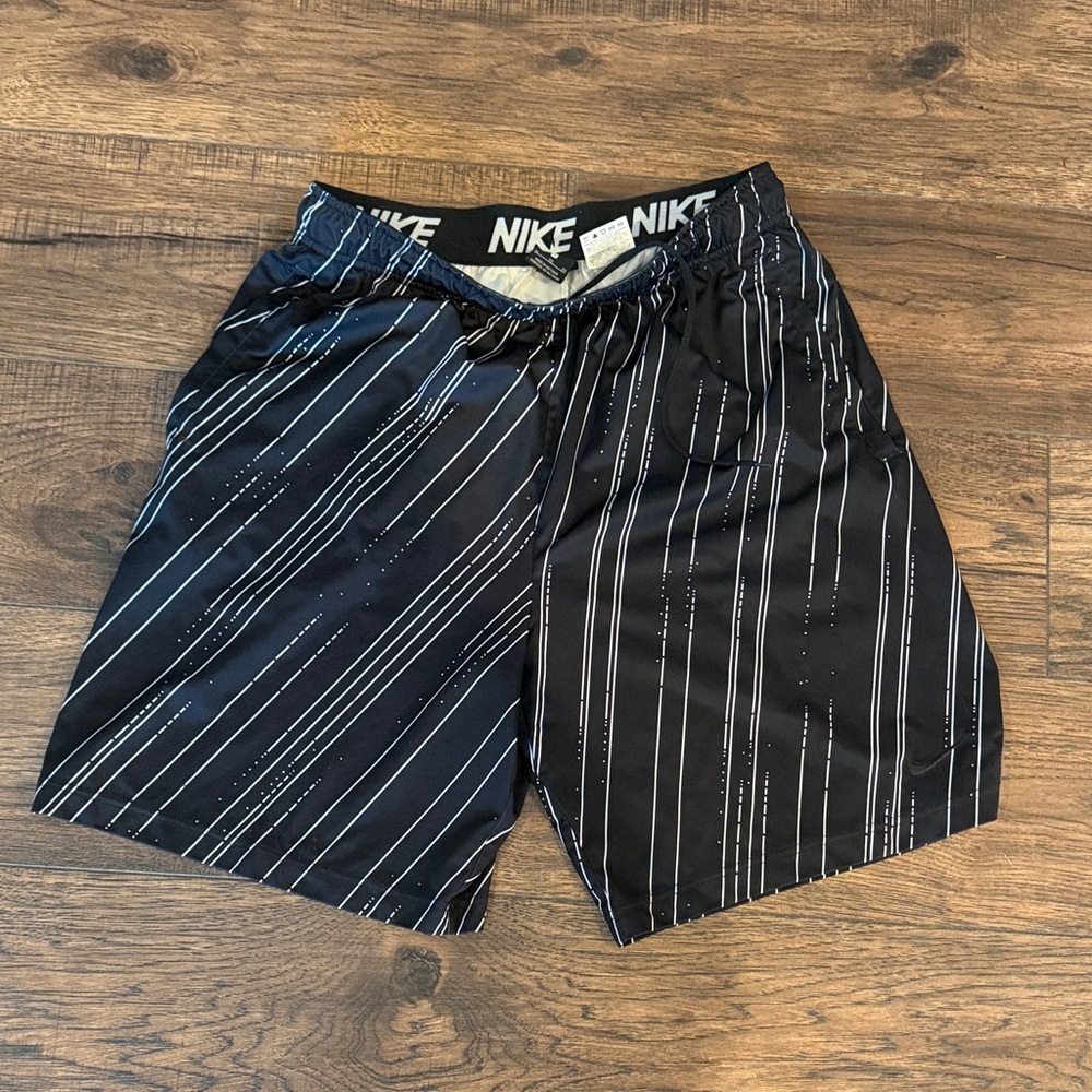 Nike Men’s Black Athletic Shorts with White Stripes